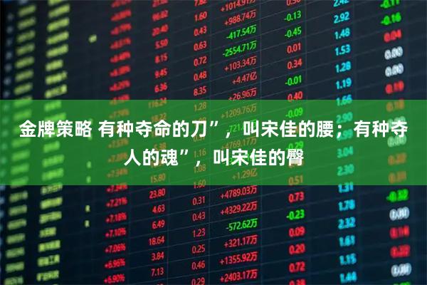 金牌策略 有种夺命的刀”，叫宋佳的腰；有种夺人的魂”，叫宋佳的臀